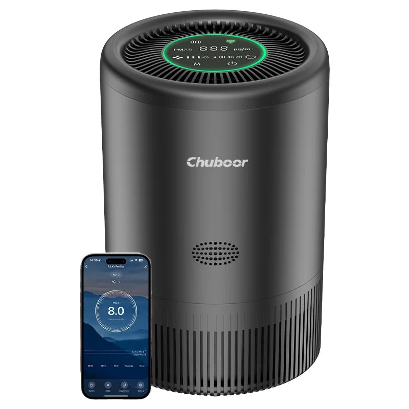 Smart Air Purifier with App Control – PM2.5 Monitor, Real-Time Air Quality & Quiet Home Filtration
