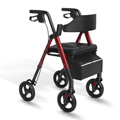 Foldable Rollator Walker – All-Terrain Wheels with Seat, Brakes & Compact Folding Design