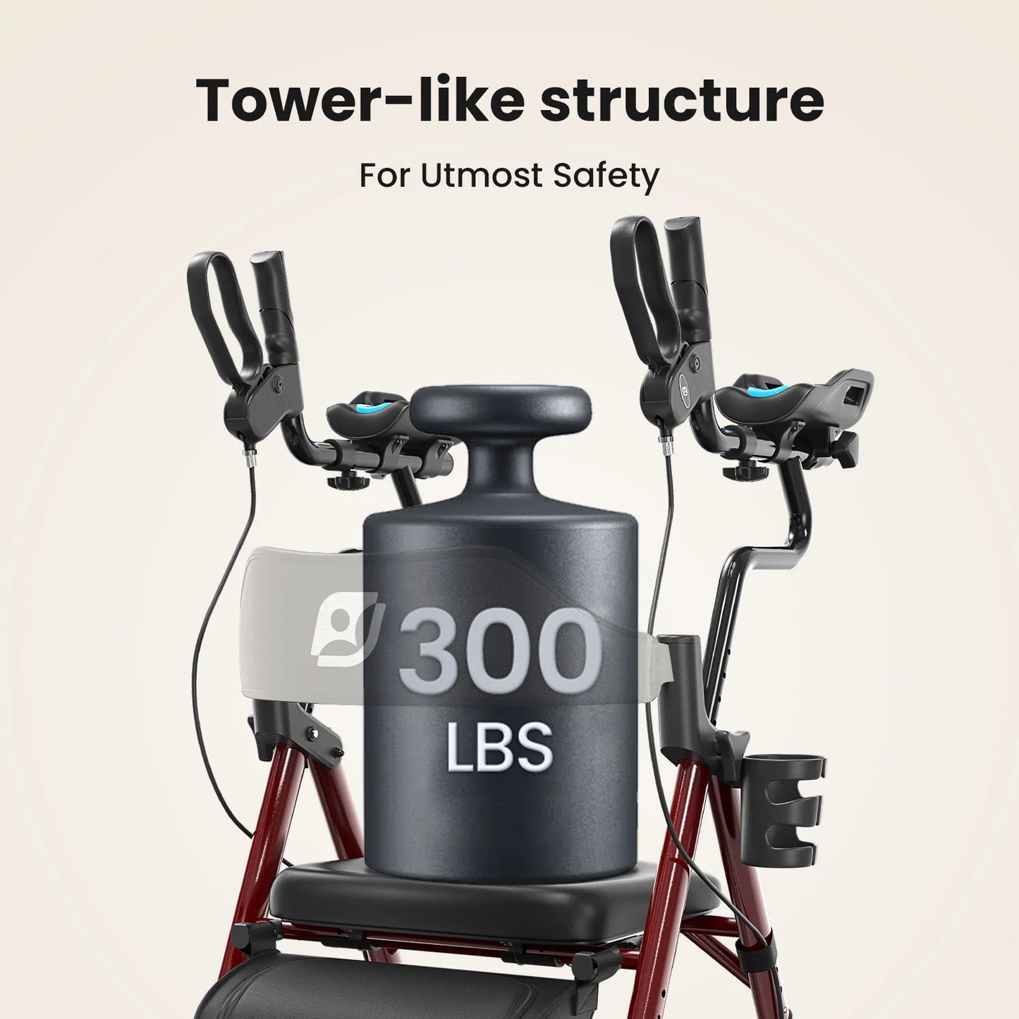 Upright Rollator Walker with Seat (Mobility Aid)