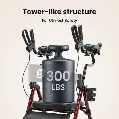Upright Rollator Walker with Seat (Mobility Aid)