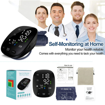 LED Smart Automatic Upper Arm Blood Pressure Monitor – Home Use BP Machine with Large Display
