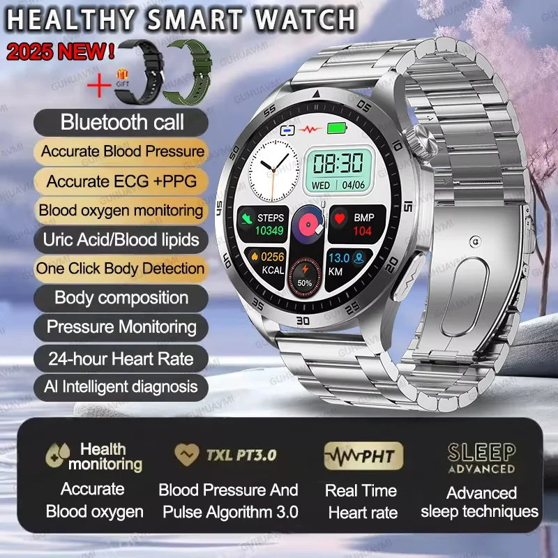 Advanced Health Smartwatch – ECG, Blood Pressure & SpO₂ Monitoring with App Tracking