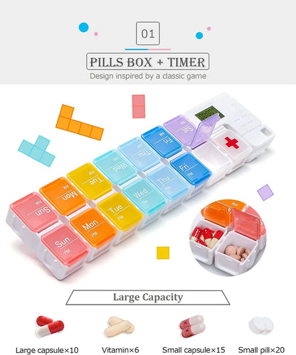 7-Day Weekly Smart Pill Organizer with Reminder (AM/PM)