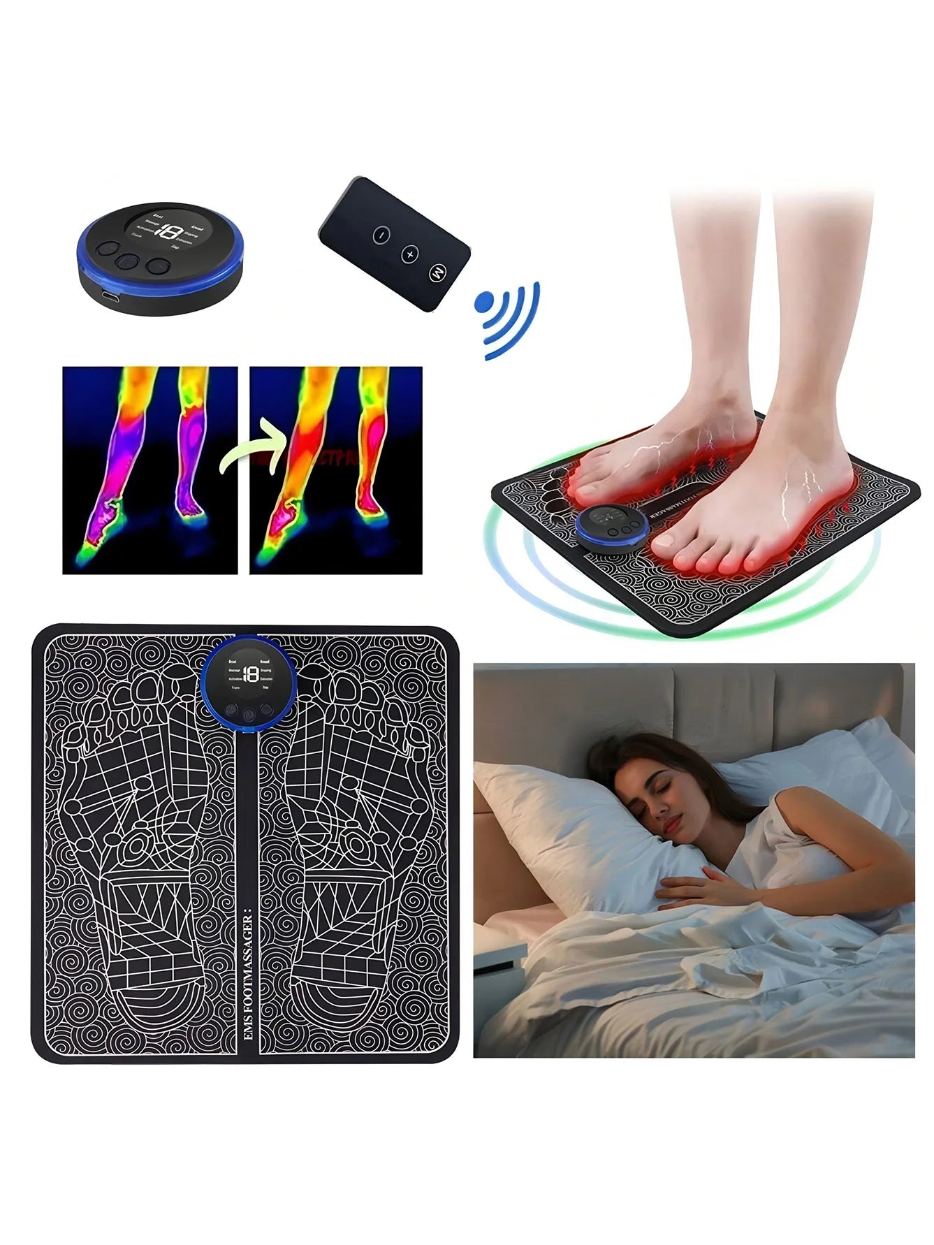 EMS Foot Circulation Massager Pad – Electric Muscle Stimulation Mat for Relaxation & Recovery