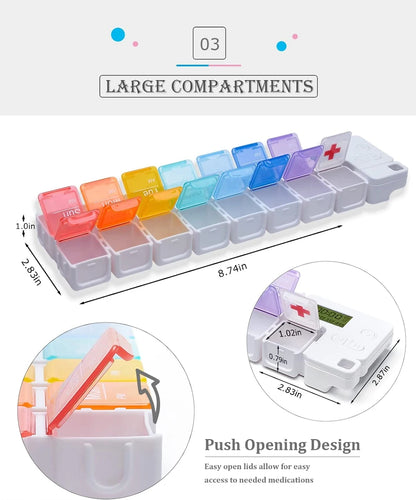 7-Day Weekly Smart Pill Organizer with Reminder (AM/PM)