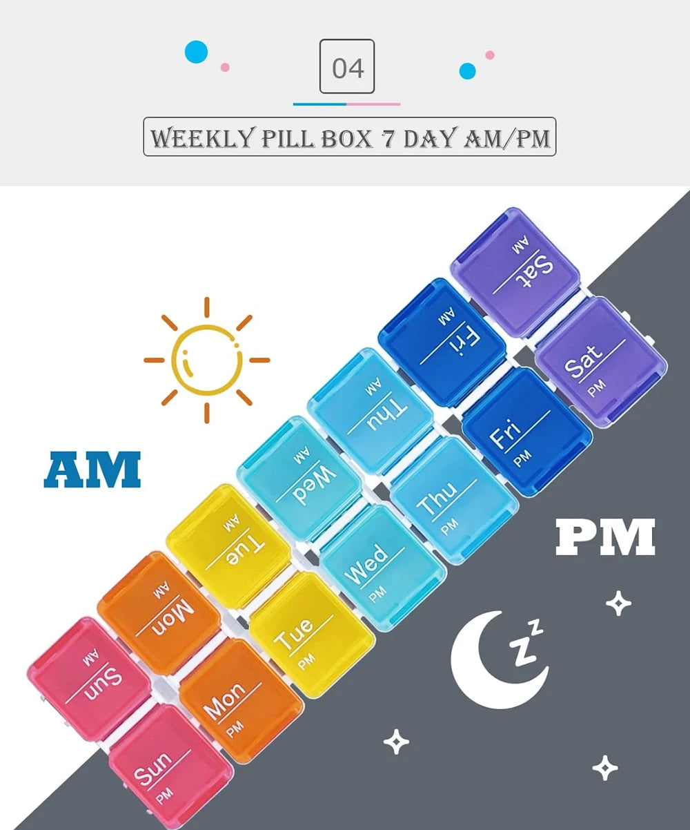 7-Day Weekly Smart Pill Organizer with Reminder (AM/PM)