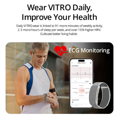 Screenless Smart Health Bracelet – Blood Pressure, ECG Monitoring & SOS Alert with App Tracking