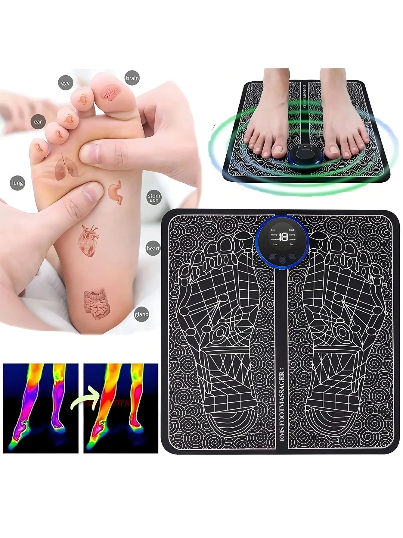 EMS Foot Circulation Massager Pad – Electric Muscle Stimulation Mat for Relaxation & Recovery