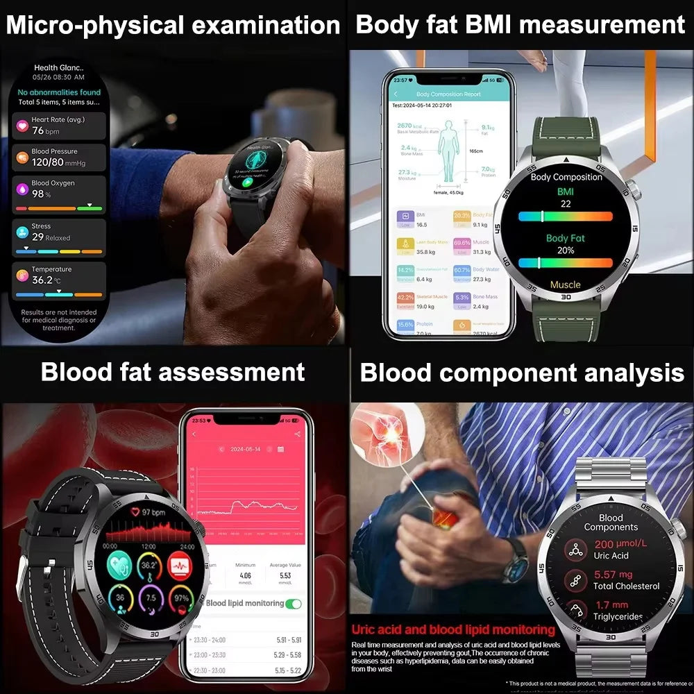 Advanced Health Smartwatch – ECG, Blood Pressure & SpO₂ Monitoring with App Tracking