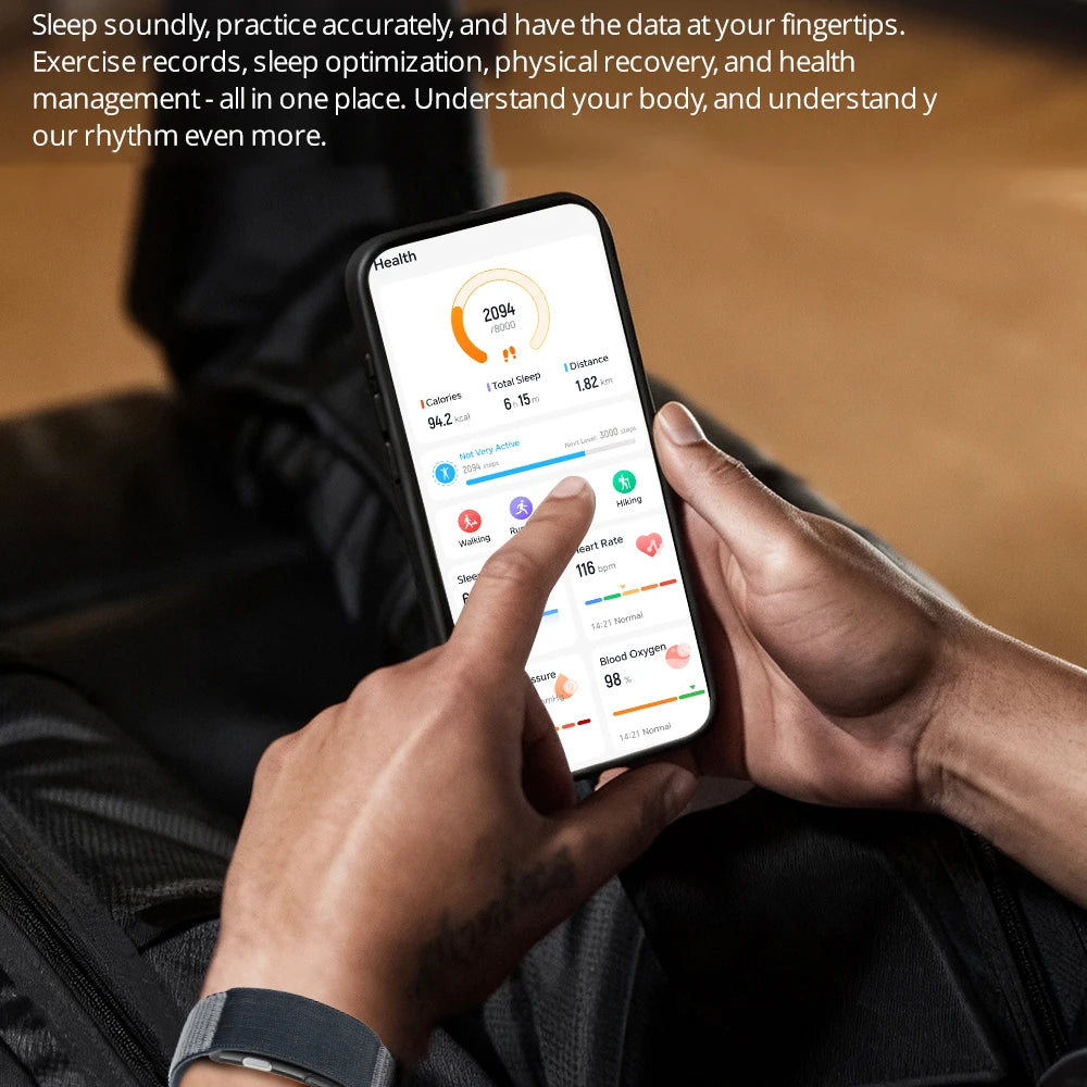 Screenless Smart Health Bracelet – Blood Pressure, ECG Monitoring & SOS Alert with App Tracking
