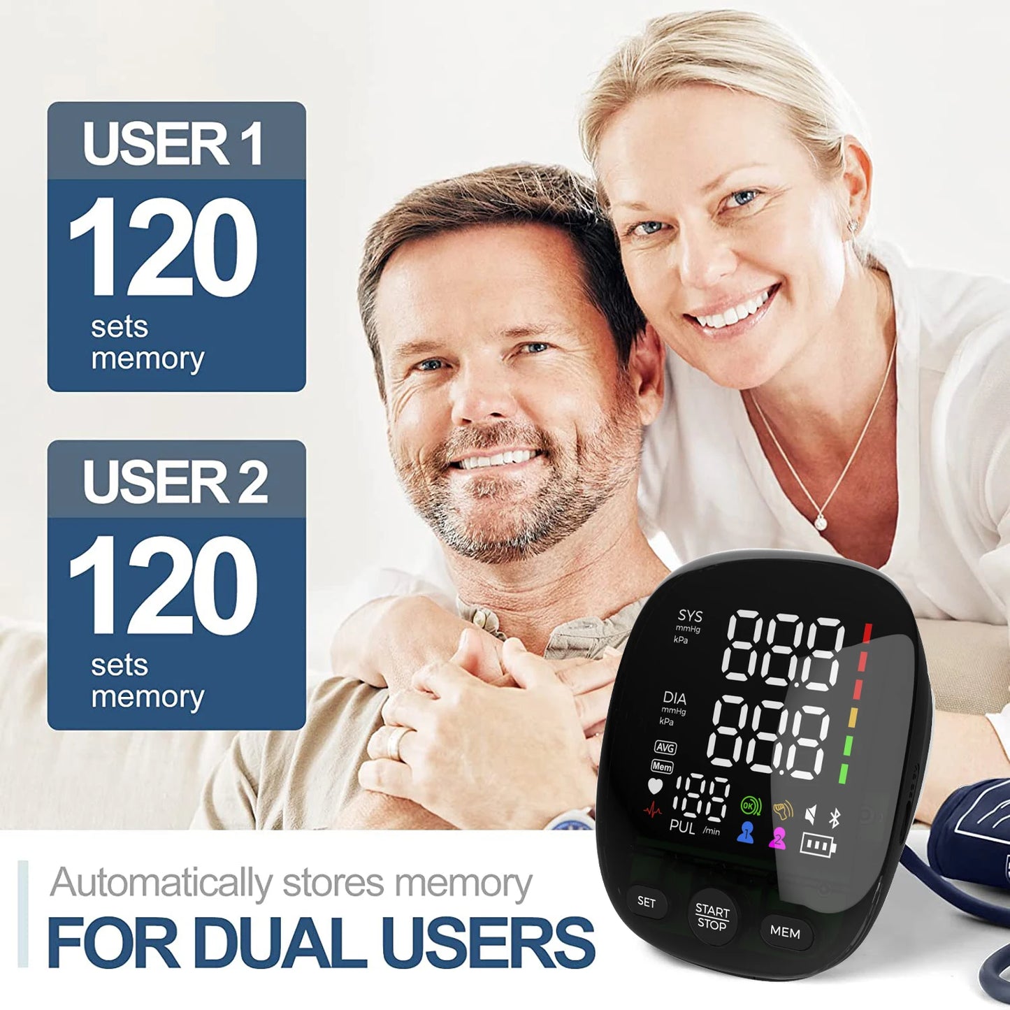LED Smart Automatic Upper Arm Blood Pressure Monitor – Home Use BP Machine with Large Display
