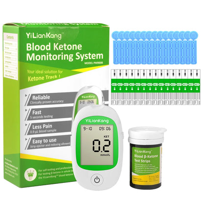 Blood Ketone Monitoring Kit – Accurate Ketone Meter with Test Strips for Home Testing