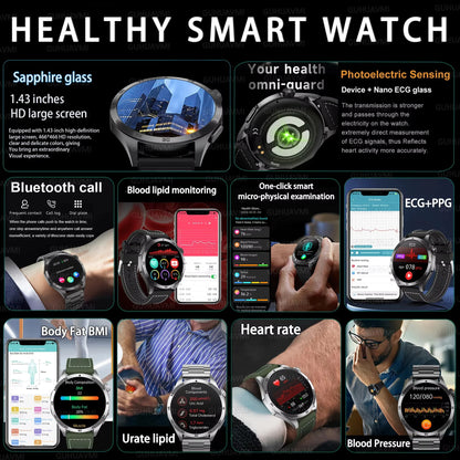 Advanced Health Smartwatch – ECG, Blood Pressure & SpO₂ Monitoring with App Tracking