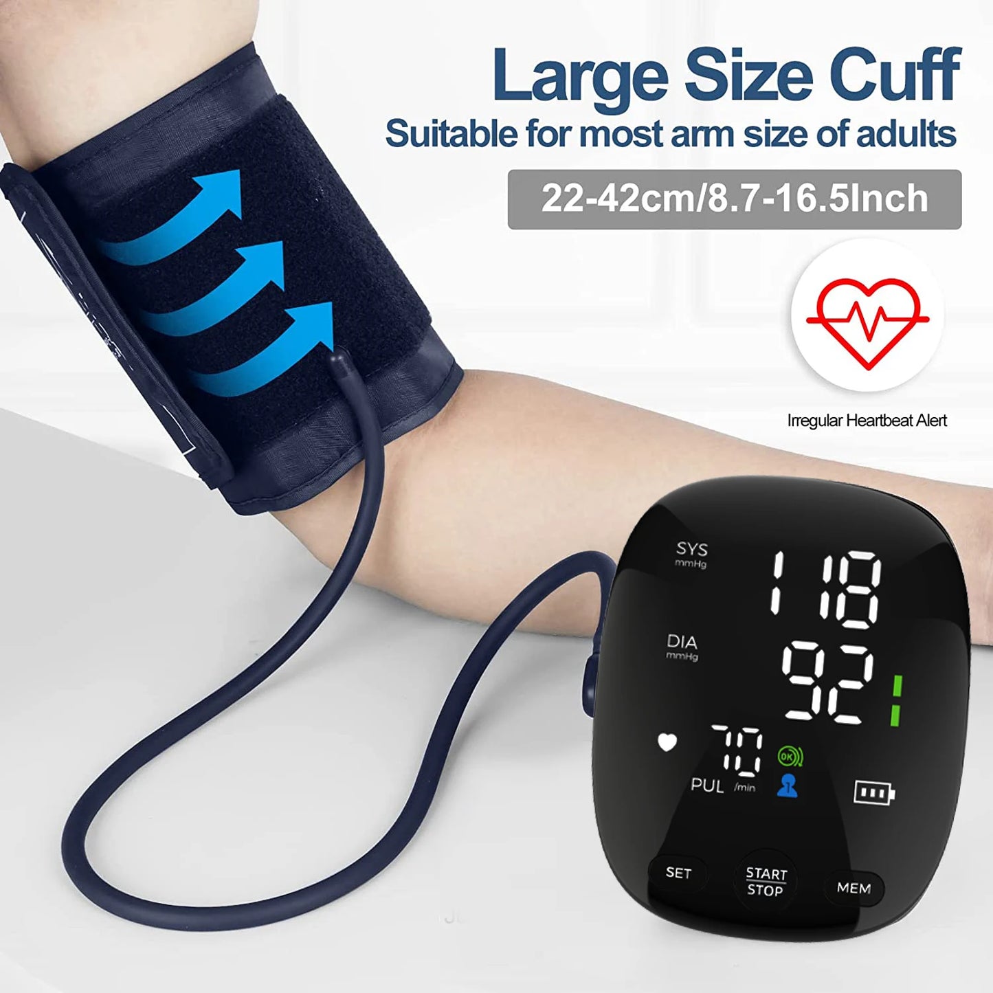 LED Smart Automatic Upper Arm Blood Pressure Monitor – Home Use BP Machine with Large Display