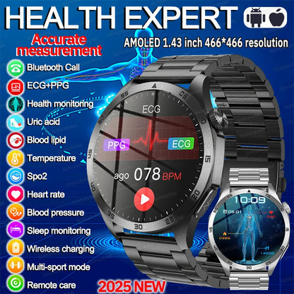 Advanced Health Smartwatch – ECG, Blood Pressure & SpO₂ Monitoring with App Tracking
