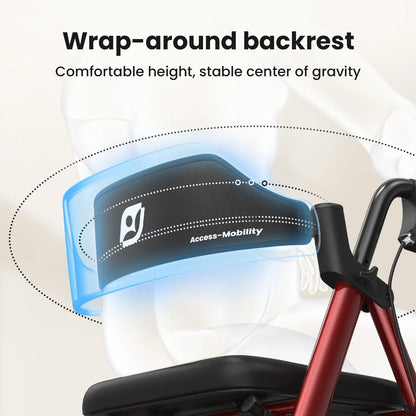 Foldable Rollator Walker – All-Terrain Wheels with Seat, Brakes & Compact Folding Design