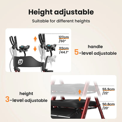 Upright Rollator Walker with Seat (Mobility Aid)