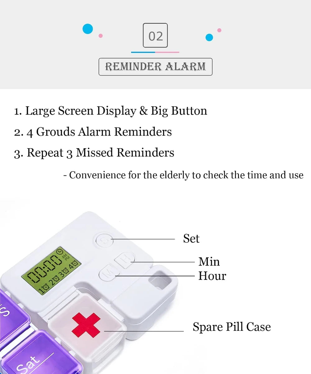 7-Day Weekly Smart Pill Organizer with Reminder (AM/PM)