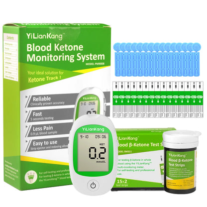 Blood Ketone Monitoring Kit – Accurate Ketone Meter with Test Strips for Home Testing