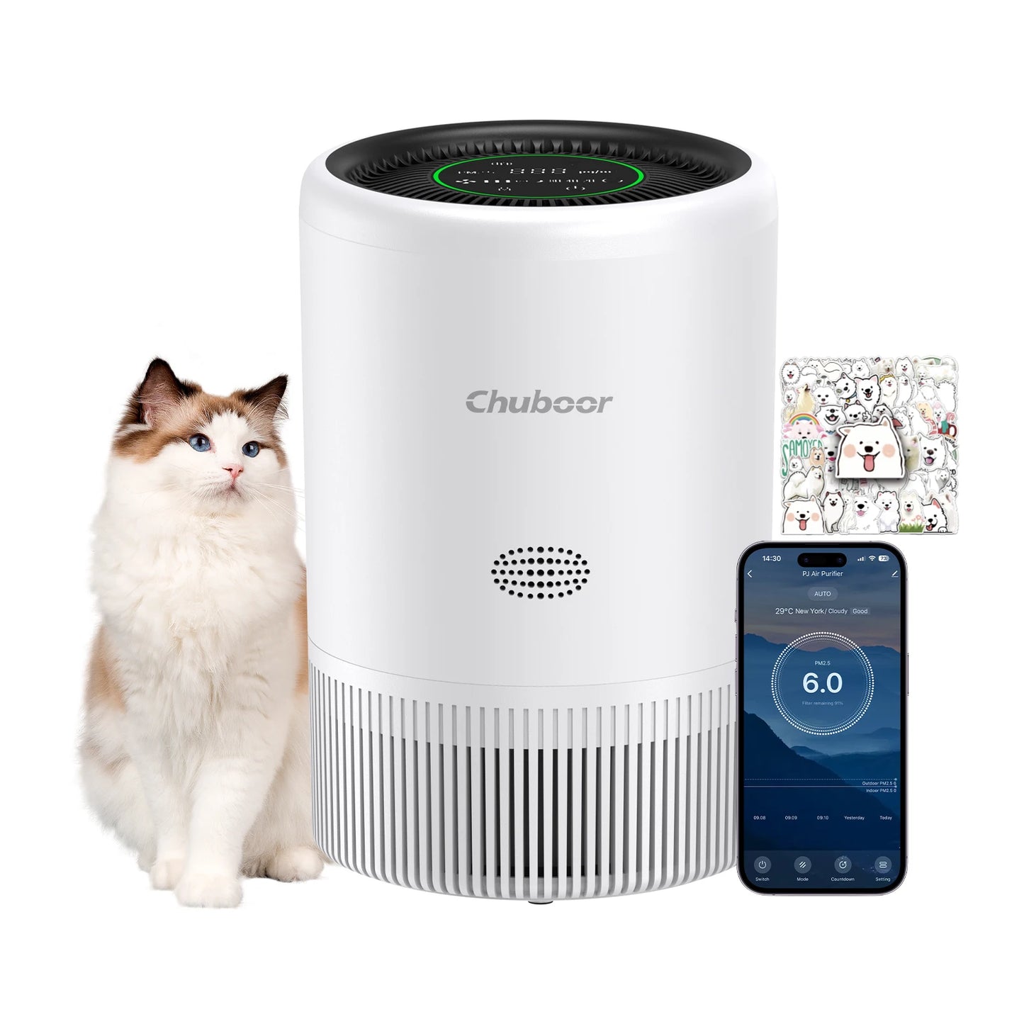 Smart Air Purifier with App Control – PM2.5 Monitor, Real-Time Air Quality & Quiet Home Filtration