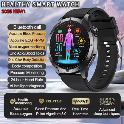 Advanced Health Smartwatch – ECG, Blood Pressure & SpO₂ Monitoring with App Tracking