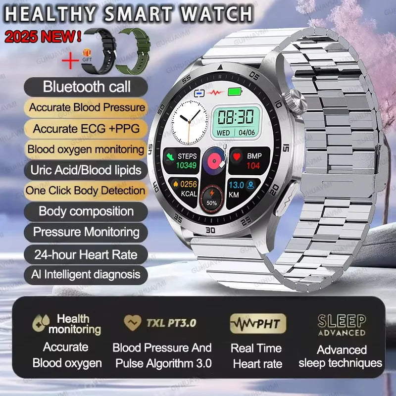 Advanced Health Smartwatch – ECG, Blood Pressure & SpO₂ Monitoring with App Tracking