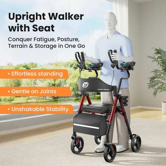 Upright Rollator Walker with Seat (Mobility Aid)