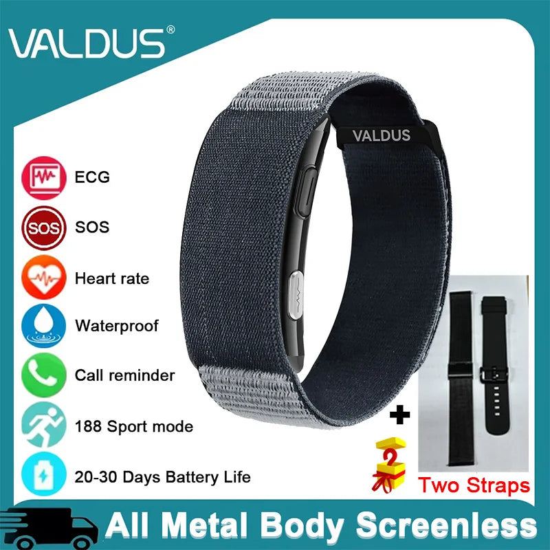 Screenless Smart Health Bracelet – Blood Pressure, ECG Monitoring & SOS Alert with App Tracking