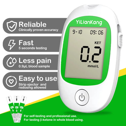 Blood Ketone Monitoring Kit – Accurate Ketone Meter with Test Strips for Home Testing