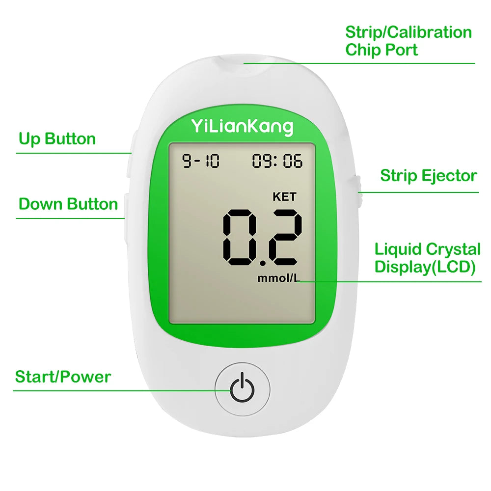 Blood Ketone Monitoring Kit – Accurate Ketone Meter with Test Strips for Home Testing