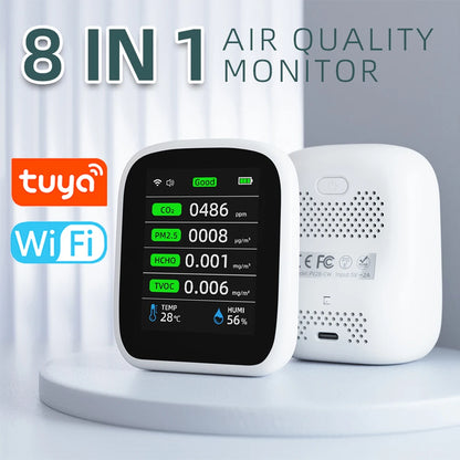 Smart Air Quality Monitor – CO₂, PM & TVOC Detector with Real-Time Display & App Control