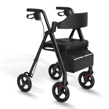 Foldable Rollator Walker – All-Terrain Wheels with Seat, Brakes & Compact Folding Design