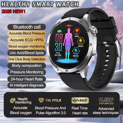 Advanced Health Smartwatch – ECG, Blood Pressure & SpO₂ Monitoring with App Tracking