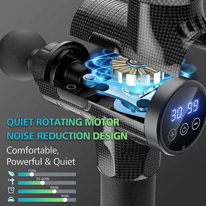 Deep Tissue Percussion Massage Gun (30-Speed Levels, Low Noise, Full-Body Muscle Recovery Device)