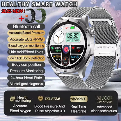 Advanced Health Smartwatch – ECG, Blood Pressure & SpO₂ Monitoring with App Tracking